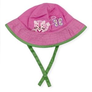 Hanna Andersson pink sunhat with green chin ties Size Medium